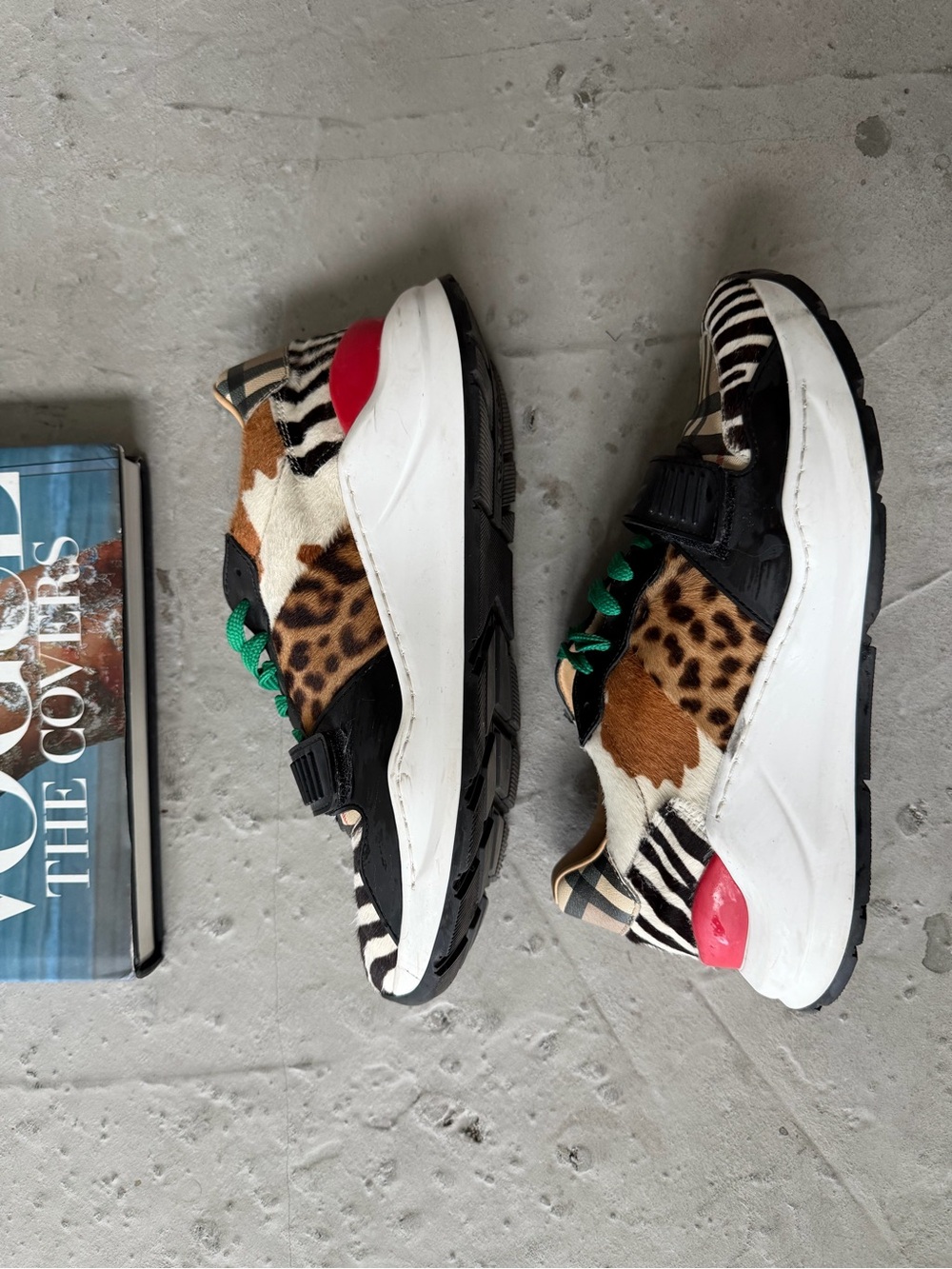 Burberry men’s Multicolor Animal Print Chunky Sneakers size 40 or 7 US